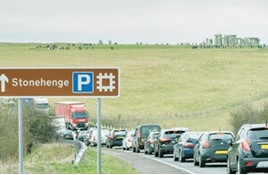 Traffic on the single-carriageway section of the A303 near Stonehenge