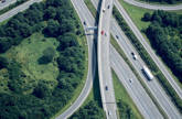 Aerial shot of UK roads