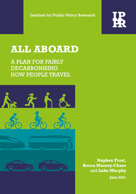 All aboard: A plan for fairly decarbonising how people travel report cover All aboard: A plan for fairly decarbonising how people travel report cover