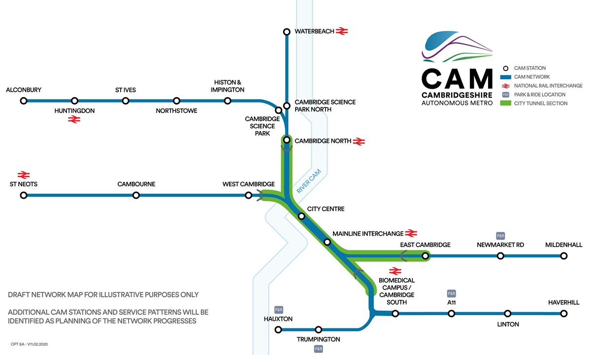 Cambridge route map