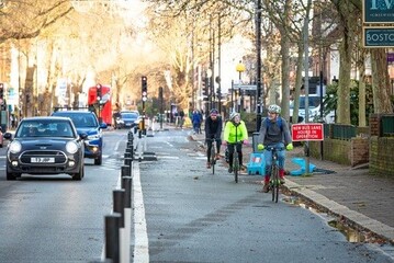 London road with cycle lane