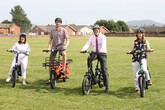 Lee Waters, Welsh deputy minister for climate change on bike and three other cyclists  